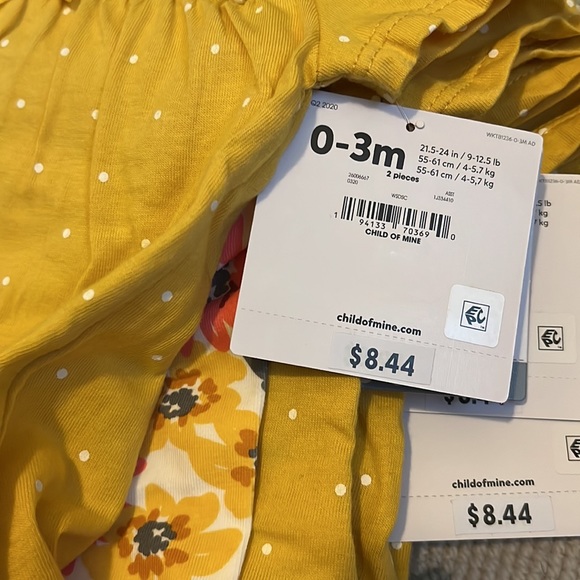 Carters Child of Mine shirt & legging girls 0-3 m and 12 m - Picture 4 of 5